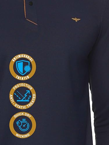 Image of STELLERS Men's Henley Collar T-Shirt | Wrinkle Free | Quick Dry | Full Sleeve | Regular Fit