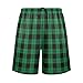 Ollabaky Pajama Shorts for Men Christmas Green Tartan Plaid Men's Pajama Bottoms Sleep Shorts Lounge Wear Pjs with Pocket, L