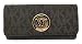 Michael Kors Signature PVC Fulton Flap Wallet in Brown