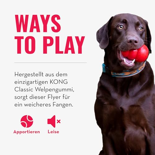KONG Puppy Flyer - Wurfscheibe Hundespielzeug aus weichem Naturkautschuk - Sanftes Gummispielzeug für Wachsende Welpen - Für Kleine Welpen