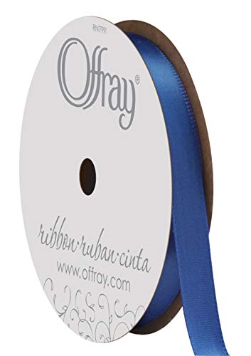 Image of Offray 067031 3 /8 inch Wide Single Face Satin Ribbon, Royal Blue, 6 Yds