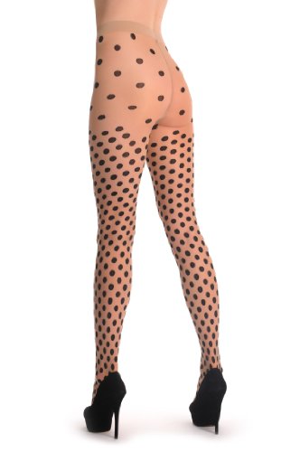 LissKiss Black Woven Polka Dot On Nude - Beige Spotty Pantyhose (Tights)