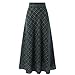 Women Maxi Plaid Skirts A Line High Waisted Pleated Tartan Full Length Flowy Long Skirts Christmas Holiday Outfits Long Plaid Skirt Green XL