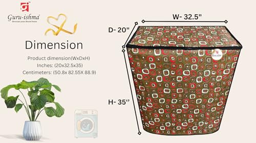Image of Semi Automatic Washing Machine Cover for 6kg to 8kg Top Load | Waterproof & Dustproof Polyester Cover with Zip | Suitable with Samsung, LG, IFB, Bosch & More(51x 82 x 89 cm, Design 04)