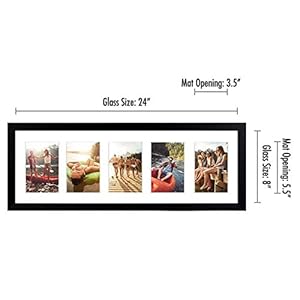 Americanflat 8x24 Collage Picture Frame with Shatter-Resistant Glass - Fits Five 4x6 Photos or One 8x24 Picture - Gallery Frame Set - Signature Collection - Photo Frame for Wall Display - Black Americanflat 8×24 Collage Picture Frame with Shatter Resistant Glass Fits Five 4×6 Photos or One 8×24 Picture Gallery Frame Set Signature Collection Photo Frame for Wall Display Black