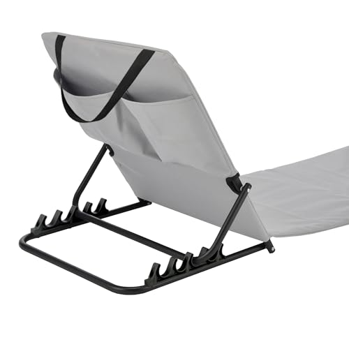 Spetebo Strandmatte klappbar mit Verstellbarer Rückenlehne - grau - Liegematte faltbar mit Tragegurt - Sonnenliege Gartenliege Sonnenmatte Liegematte für Garten Camping Picknick Reise Urlaub