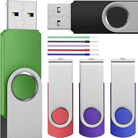 Flash Drive 8GB USB 3.0 Bulk 5 Pack Thumb Drives - Foldable 8 GB USB3.0 Memory Stick Multipack Zip Drives Data Storage - Portable Jump Drive Gift Multi-Coloured Pen Drive with 5pcs Ropes by FEBNISCTE Cover