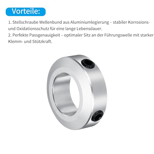 QUARKZMAN Aluminium Stellringe 18 mm Innendurchmesser Klemmring Silber Wellensicherungsring Bohrung Set-Schrauben-Stil Klemmringe Tiefenanschlag für Bohrer Auto Robotik Fertigung 4 Stück