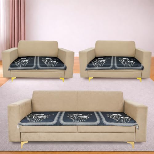 Image of Homerz Premium Waterproof Jasmine Joe Sofa Seat Cover - Floral Printed Sofa Protector | Non-Slip, Washable & Durable Sofa Protector (Grey, 7 (3+2+2) Seater)
