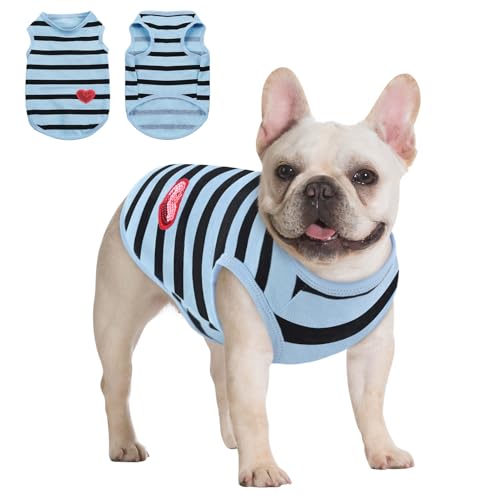 Queenmore Small Dog Shirt,Soft Breathable Dog Shirt for Dogs Cats Boy Girl,Pet Clothes for All Season,Breathable Lightweight Pet Tshirt for Frenchie, Dachshund, Yorkie