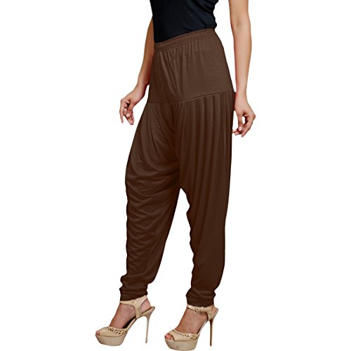 Women's Cotton Spandex Patiala Pants – Stretchable Ethnic Bottom Wear with Pleats for Casual & Traditional Outfits (Mocha Brown)2