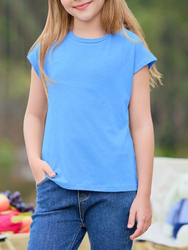 Image of Imily Bela Girls Short Sleeve T Shirts Crew Neck Cap Sleeve Tank Tops Casual Loose Summer Shirt Kids 5-14 Years