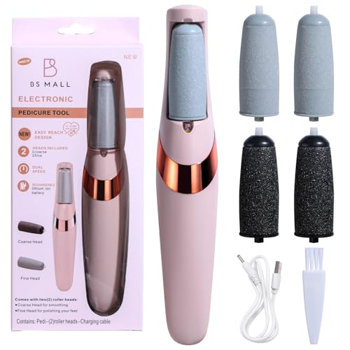 BS-MALL Electric Foot File - Powerful 2-in-1 Pedicure Tool for Dead Skin Removal, Stay Refreshed with Dual Grinding Wheels & USB Data Line