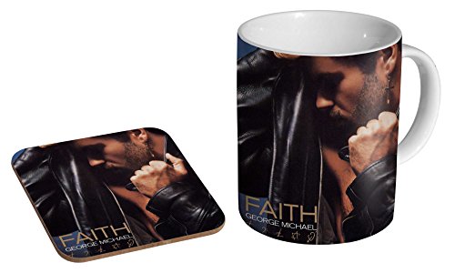 Mug à café en céramique avec dessous-de-verre George Michael Faith.