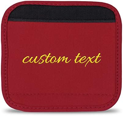 Luggage Handle Wrap, Personalized Embroidery Custom Text, Handle Covers for Travel Bag Luggage Suitcase (Red)