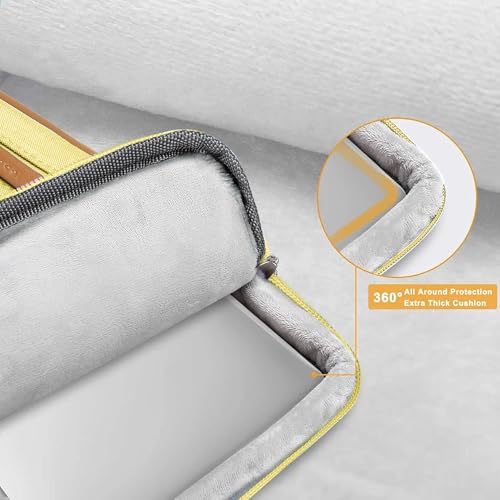 Image of MOSISO 360 Protective Laptop Case 13.3 inch, 13-13.3 inch Laptop Sleeve Compatible with MacBook Air /Pro 13 / Pro 14,HP Dell Acer ASUS,Side Open Carrying Case with 4 Zipper Pockets&Handle, Yellow