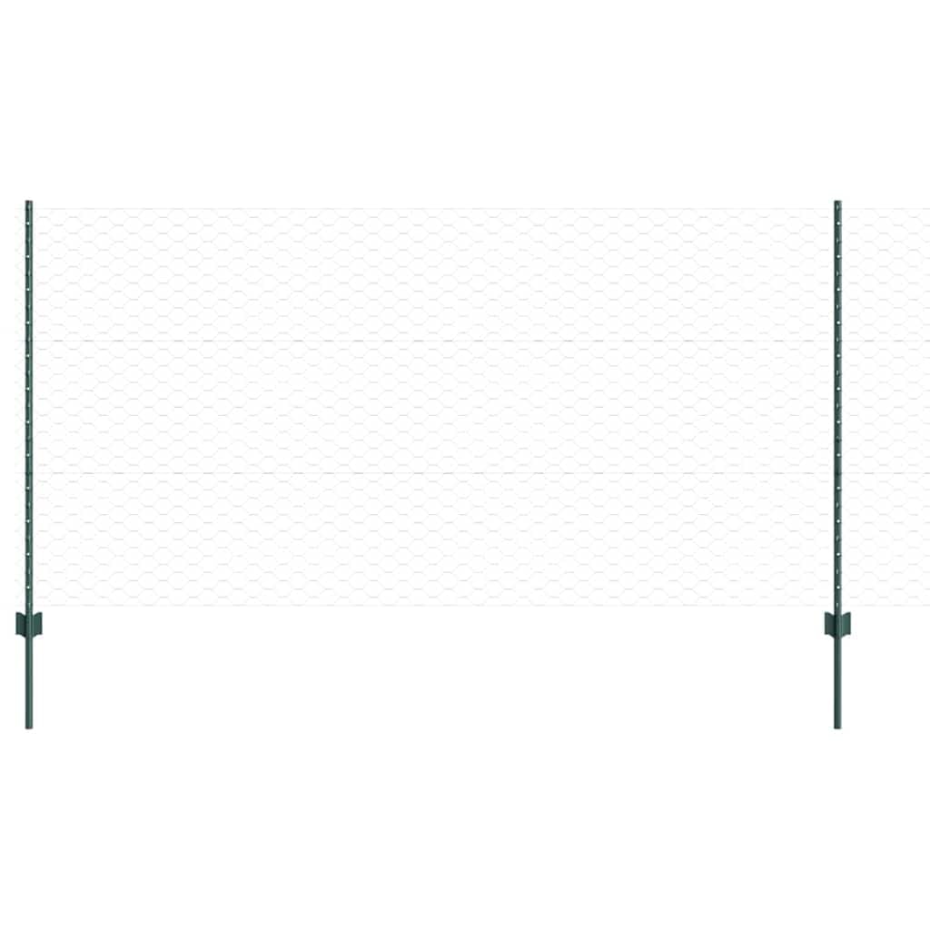 Green Steel Fence with Posts 1.2m High x 25m Long Heavy Duty Outdoor Garden Privacy Panel Set Easy Assembly UV Resistant Powder Coated Fencing for Patio Terrace Boundary Security