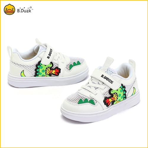B.Duck Toddler Shoes Cartoon Dinosaur Sneakers Boys Girls Casual Tennis Walking Shoes Lightweight White3