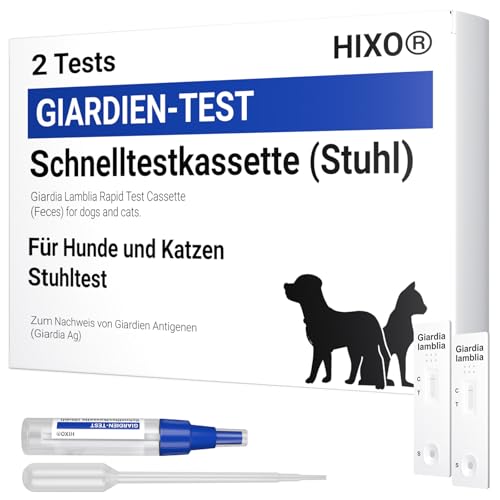 HIXO - HIXO Giardia Lot de 2 tests rapides pour chien et chat - Test fiable des parasites intestinaux en cas de diarrhée et de giardiose - Pour chiens et chats