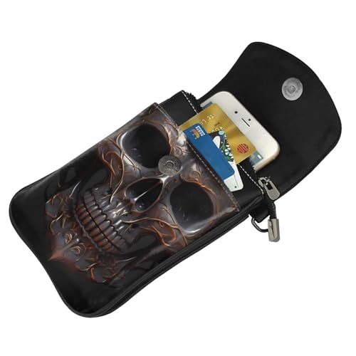 Étui à rabat en cuir pour femme avec motif tête de mort pochette téléphone portable - 5