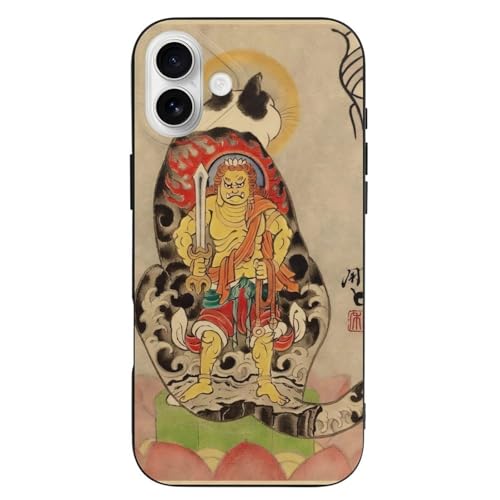 iPhone 16 Plus ケース カバー 和風 浮世絵 猫柄 と互換性のある 携帯ケース アイフォン iPhone 16 Plus ケース Case ワイヤレス充電対応 TPU 耐衝撃 人気