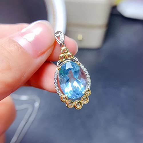 Pendentif topaze bleu véritable sur collier coloré en pierres fines