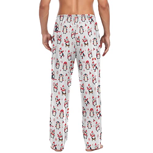 Christmas Winter Men's Pajama Pants Cute Penguin with Candy Super Soft Lounge Pajama Bottoms with Pockets2