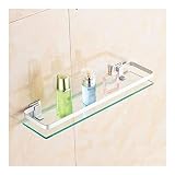 ZHANMAM Rectangular Tempered Glass Shelf Bathroom Shower Caddies Shelves with Thick Glass Wall Mount