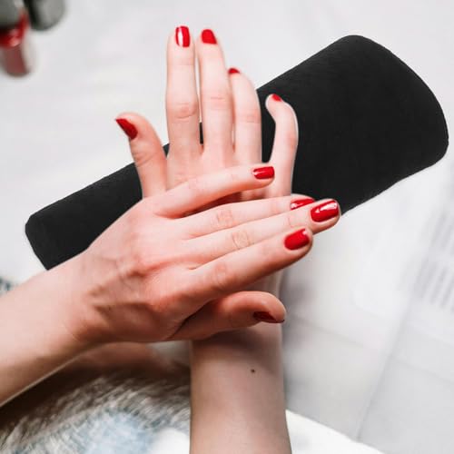 OKUMEYR Poduszka pod Dłoń Do Manicure Czarna Półokrągła Podpora Nadgarstka Przenośna Podkładka Do Paznokci Wygodna Poduszka Odpinana i Łatwa Czyszczeniu