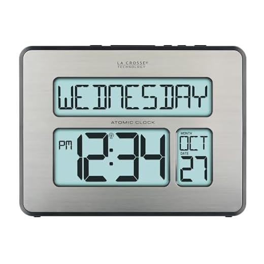La Crosse Technology 513-1419BLv4-INT Backlight Atomic Full Calendar Clock with Extra Large Digits - Perfect Gift for the Elderly