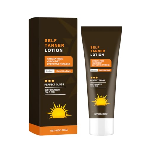 Loción autobronceadora, solárium, crema hidratante bronceadora sin sol, ingredientes naturales, aceite, adecuada para todo tipo de pieles, cuidado de día para hombres (marrón, talla única)