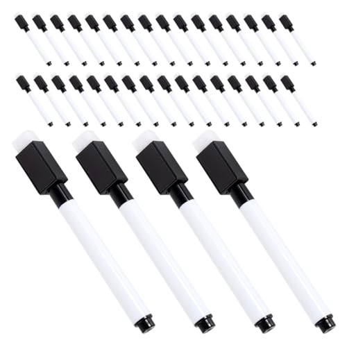 ULTECHNOVO 100 Rotuladores de Borrado en Seco para Pizarra con Punta Fina, Tinta a Base de Agua Borrable, Color Negro, Tamaño Pequeño, Ideales para Aulas, Oficinas y Uso en Vidrio y Acrílico