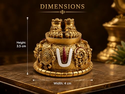 Image of Lord Balaji Charan Paduka Idol for Home Temple, Car Dashboard & Office Decor | Venkateswara Swamy Feet with Shanku Chakra Namam | Spiritual Showpiece | Pooja Gift for Housewarming & Festivals