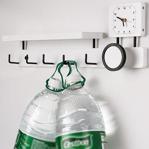 Crochets muraux avec étagère, porte-manteau en bois pour entrée, salon, chambre à coucher, 5 à 10 crochets, solution de rangement murale