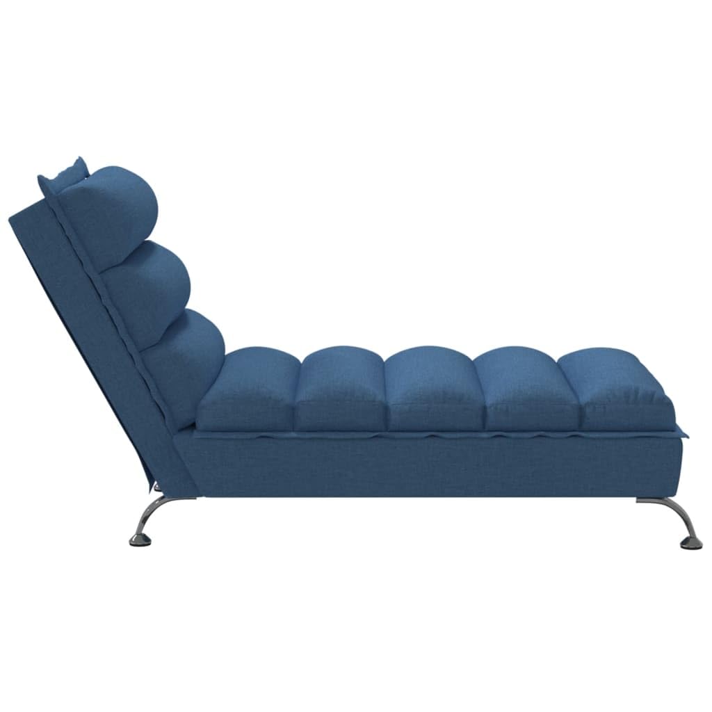 vidaXL Chaiselongue mit Kissen, Liegesessel mit Sperrholzlatten Metallbeine, Relaxliege für Wohnzimmer, Relaxsessel Liegestuhl, Blau Stoff