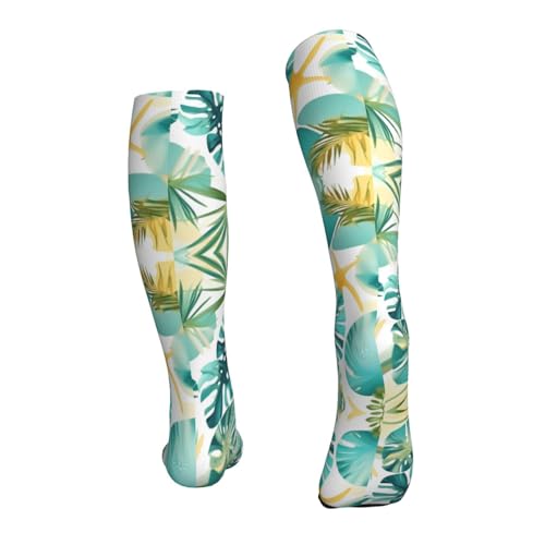 Tropical Beach Plant Theme Print, Compression Ankle Support Socks,Sports Socks,For Men Women Running Athletic2