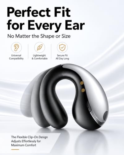 Boytond Ultra Open Ear Earbuds - Clip on Earbuds, Open Ear Headphones with Comfortable Bone Conduction Design, Waterproof Build for Running, Gym Workouts and Outdoor Sports,Crystal Black — view 3