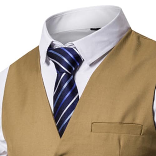 Maiyifu-GJ Men's Formal Business Suit Vests Slim Fit V-neck Wedding Party Dress Waistcoat Casual Solid Color Dress Vest4