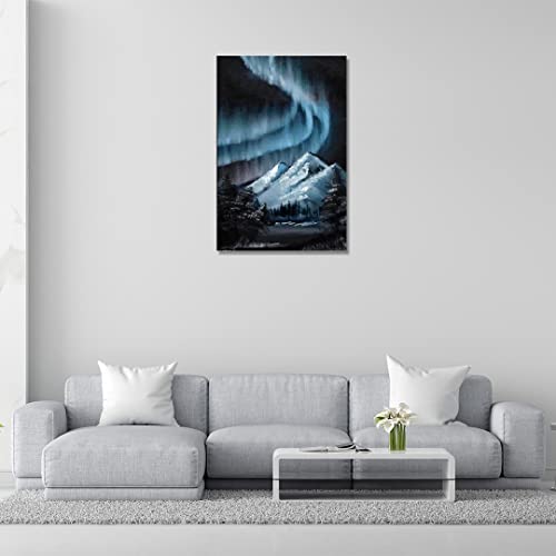 Image of RANGOLI 100% Cotton Stretched Canvas Painting 400 GSM, Framed Snow Mountains Canvas Abstract Wall Art for Living Room, 3D Paintings for Wall Decor (24 x 36 Inch With Frame)