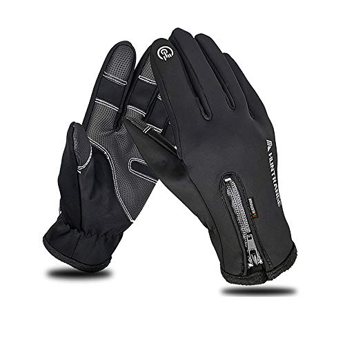 KKmoon Luva à prova d'água com todos os dedos Tela sensível ao toque Nylon Zíper Fluff quente à pro