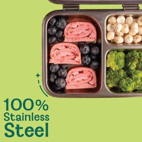 Basil Lunch Box Combo -Lunch Box & Waterbottle| Stainless Steel Tiffin Box for Kids | Leak Proof Lunch Box |Stainless Steel Sipper Bottle for Kids|-Green Dino - Image 2