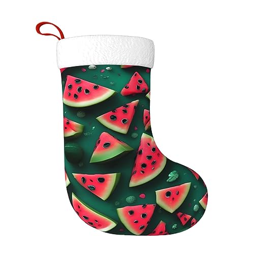 WHJWZY Calcetín decorativo de Navidad, para días festivos, fiestas, Navidad, Halloween y Año Nuevo, impresión de sandía
