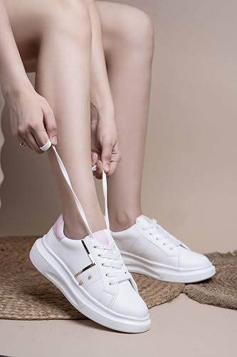 Image of Longwalk White Sneakers for Women & Girls | Trendy & Lightweight Casual Shoes