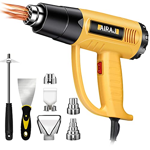 2000W Heat Gun,Universal Heat Gun for Resin(122â„‰~1202â„‰)with 5 Nozzles and 2 Cleaning Tools,110V--220V Best Heat Gun for Crafts, with Overload Protection