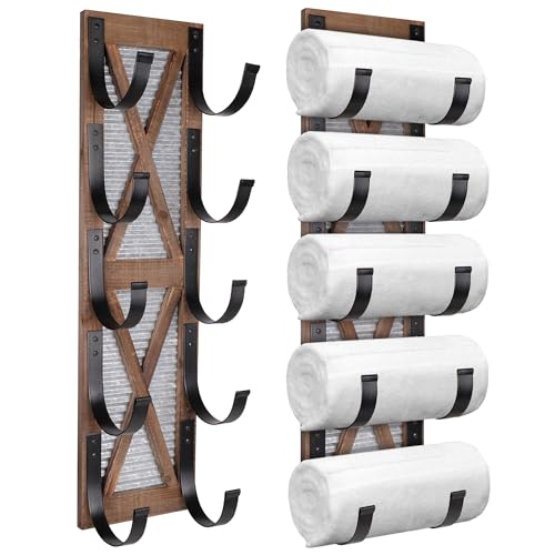 Autumn Alley Farmhouse Towel Holder Rustic Wine Rack Rolled Towel Rack and Wine Holder for Farmhouse Bathroom Accessories Dcor Western Decor Wall Mounted Towel Rack Rustic Brown