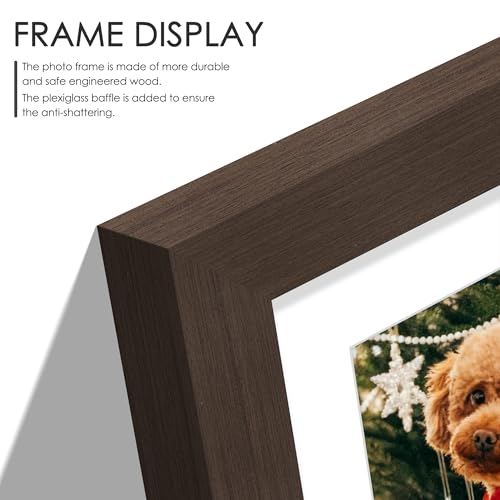 Image of DUENPY 20x20 Collage Picture Frame 8x10 Picture Frame Collage Displays Four 8x10 inch Photos Available Horizontal Wall Mounting Display and Vertical Walnut