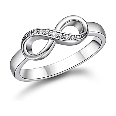 MYSTCODE Moissanite Ring for Women 925 Sterling Silver Ring with 18K White Gold Plated Anxiety Girls Rings Wedding Engagement Finger Rings Cover