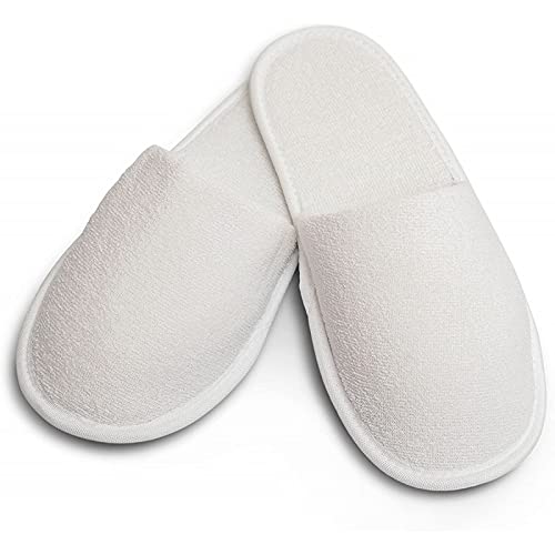 Desineo Lot de 10 Paires de Chaussons éponges jetables fermés Blancs en Coton Cover