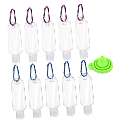 Gogogmee 11 Piezas Botellas Recargables con Gancho y Embudo Envases Líquidos Portátiles Prueba de Fugas para Viaje y Uso Diario