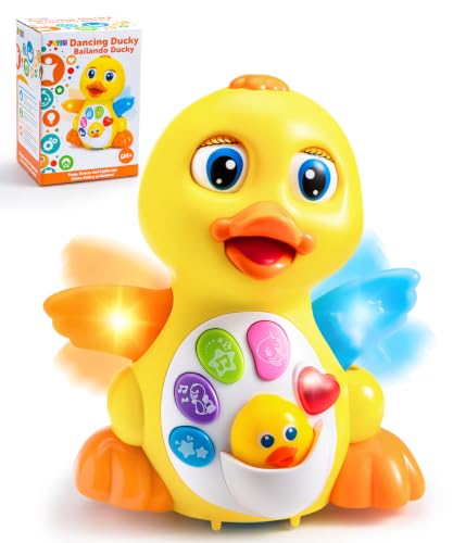 Image of JOYIN Baby Toys Duck, Infant Dancing Crawling Musical Toys 6+ Months, Tummy Time Light Up Learning Duck with Music & Lights, Baby Easter Basket Stuffers Gifts